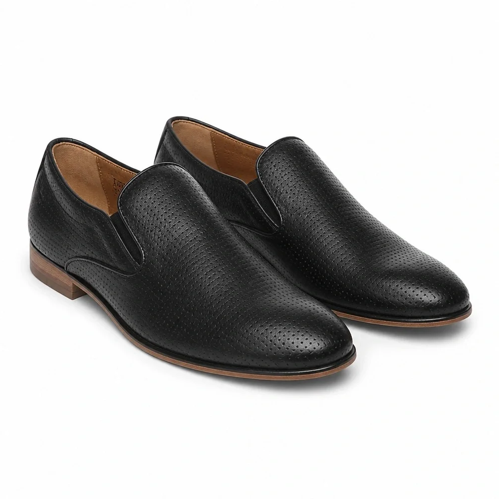 BALDININI Classic Black Soft Leather Comfort Slip-On Dress Shoes - Men's